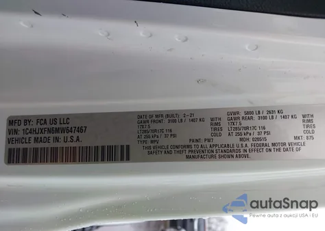 2021 Jeep Wrangler Unlimited Rubicon 4X4 from USA, damaged, VIN 1C4HJXFN6MW647467